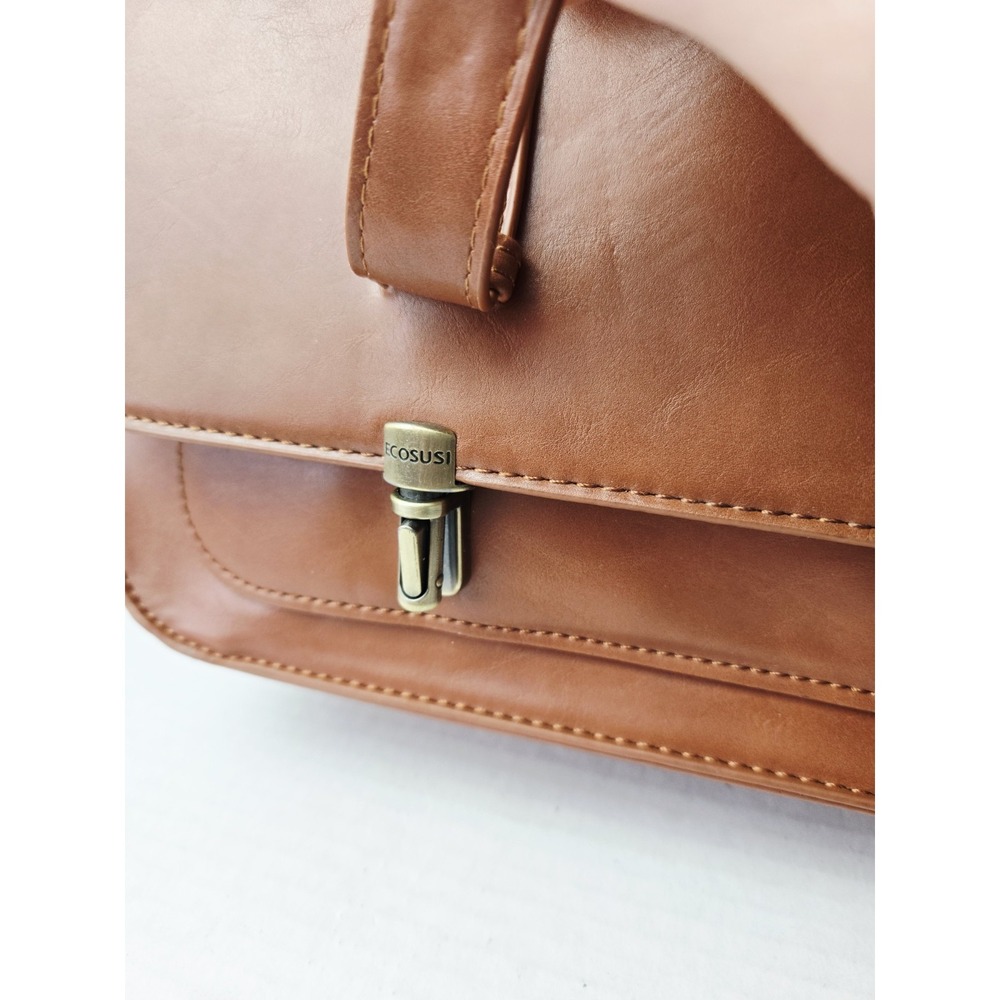 Ecosusi Brown Tan‎ Cognac Leather Crossbody Satchel Purse Messenger Bag w/ tag - Picture 5 of 7